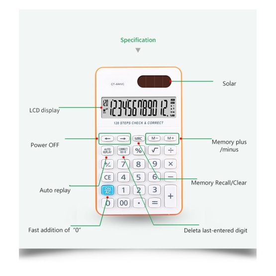 120 steps handheld calculators with two-way power