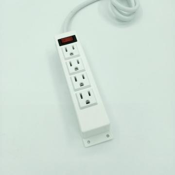 White 4 Sockets Surface Power Outlet