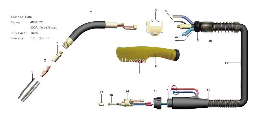 Maxi 4000 Water Cooled Mig Welding Torch For Trafimet