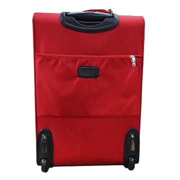 Red expandable spinner luggage for travel