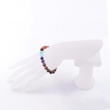 Fashionable Bangle 8MM Beads Picture Chakra Gemstone Rainbow Bracelet