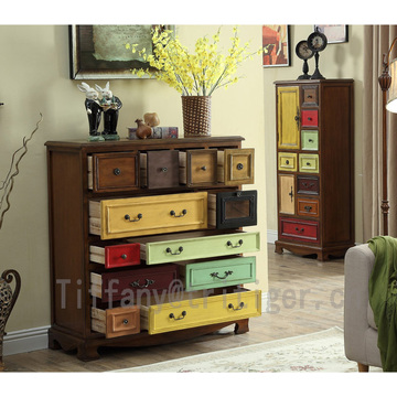 Livingroom furniture Drawer Antique birch Wood Cabinet for Home Decoration