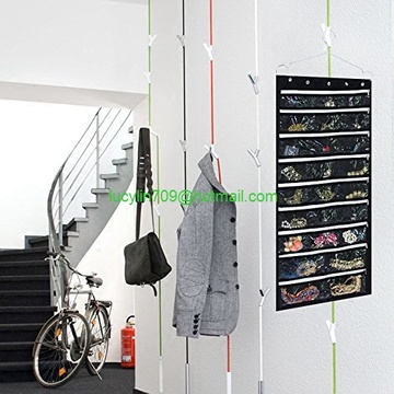 50 Pockets Oxford Hang Up Jewelry Organizer with Stainless Steel Zipper & Hanger