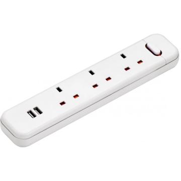 Three British outlet power strip with USB