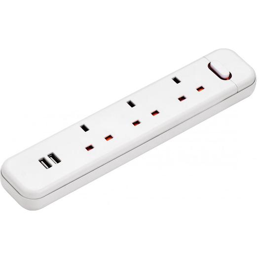 Three British outlet power strip with USB