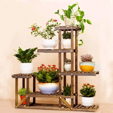 Wooden Plant Bonsai Stand Flower Pot Shelf Storage Rack Outdoor Indoor 6 Pots Holder 96X95X25Cm