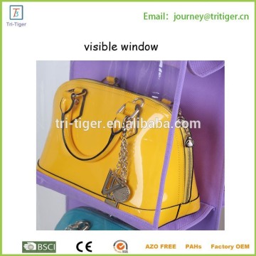 6 clear pockets Purse Handbags plastic pocket hanging organizer
