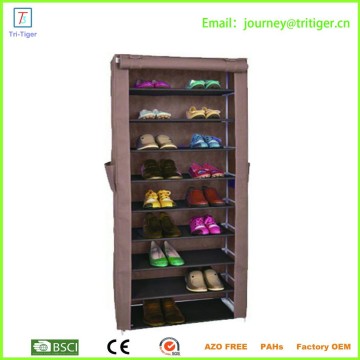 9 tiers Fashion Sliding Door Fabric modern Shoe Rack Cabinet With Side Pocket