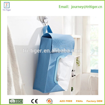 Foldable hanging fabric tissue box