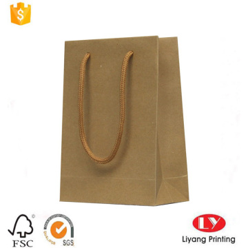 Rigid brown kraft paper carrier shopping bag