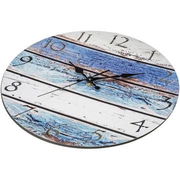 Rustic Beach Wall Clock 12 inch Round Silent Non Ticking Shabby Clock