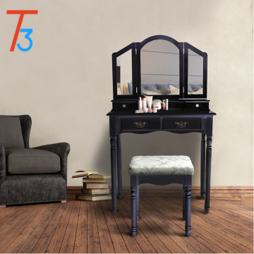 Black wooden dresser dressing table stool set