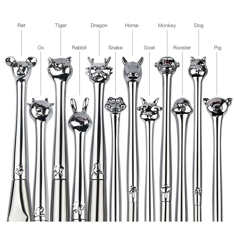 12 Zodiac Makeup Bursh set Metal Handle 3