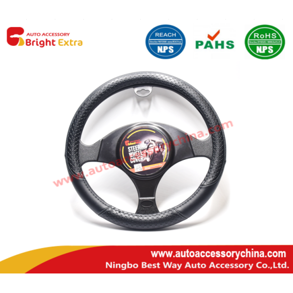 Embossed Steering Wheel Cover Black