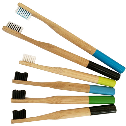 Nature Eco-friendly Charcoal Bristle Round Bamboo Toothbrush
