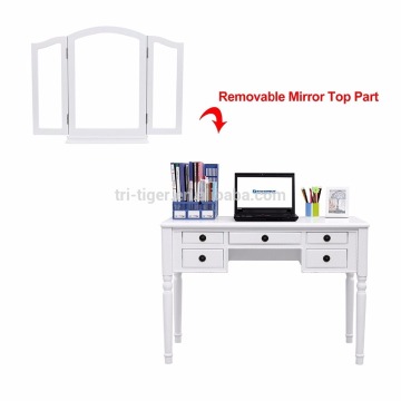Tri-folding mirror dresser White sample mirror furniture dressing table