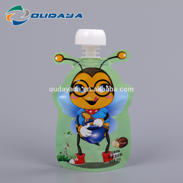 Package Stand Up Honeybee Shaped Spout Juice Pouch