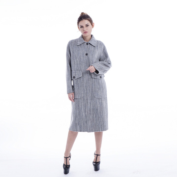 Fashionable light grey cashmere overcoat