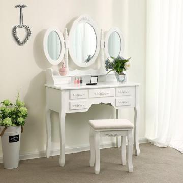 modern Large-capacity movable white dressing table furniture