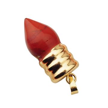 Natural Lamp Bulb Gemstone Red Jasper Pendant Plated Gold