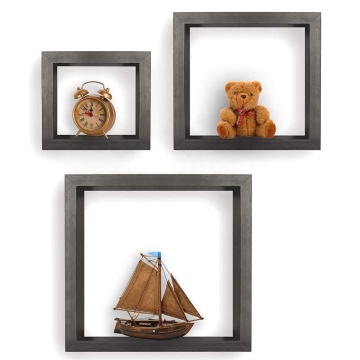 Square Shaped Wooden Hanging Floating Cube Decorative Wall Shelf