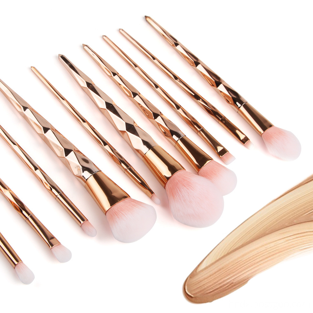 10 Pcs Diamond Rose Gold Makeup Brushes Sets 1