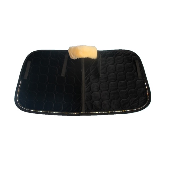 Fashion sheepskin saddle pad with fake diamonds