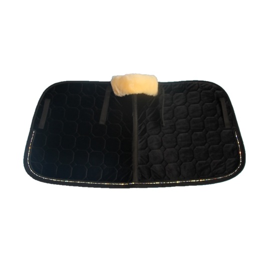 Fashion sheepskin saddle pad with fake diamonds