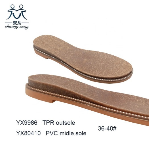 TPR Flat  Shoe Sole for Ladies Sandals