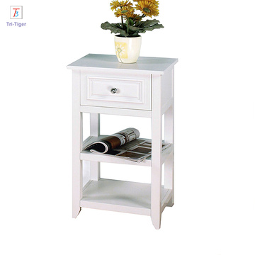 Elegant Home wooden White finished Shelved night stand with Drawer