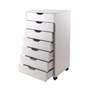 7 Drawers White Office storage Closet wooden Cabinet