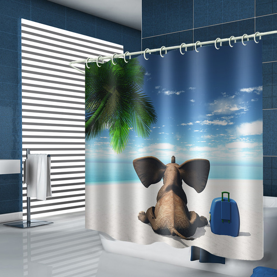 Elephant Waterproof Shower Curtain Animal Bathroom Decor