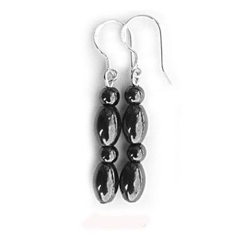 Double Hematite Earring With 925 Silver Hook