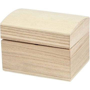 1-Piece Wooden Treasure Chest Curved Lid with Metal Closure