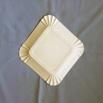 Square Paper Plates Embossed Design White Cake Plate