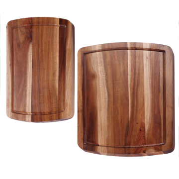 Commercial wood cutting board with well