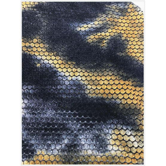Poly sheril tie dyed knitted fabric