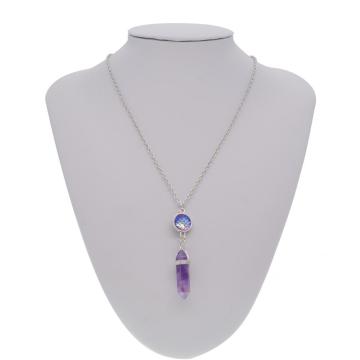 fish's scales hexagonal prism Amethyst Necklace