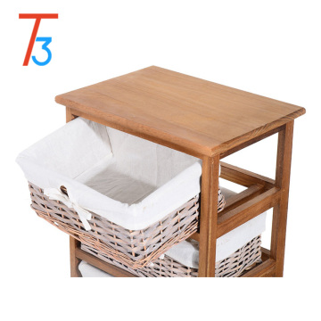Tri-tiger small solid wood furniture cabinet Paulownia + wicker