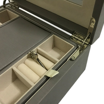 Grey jewellery box with lock