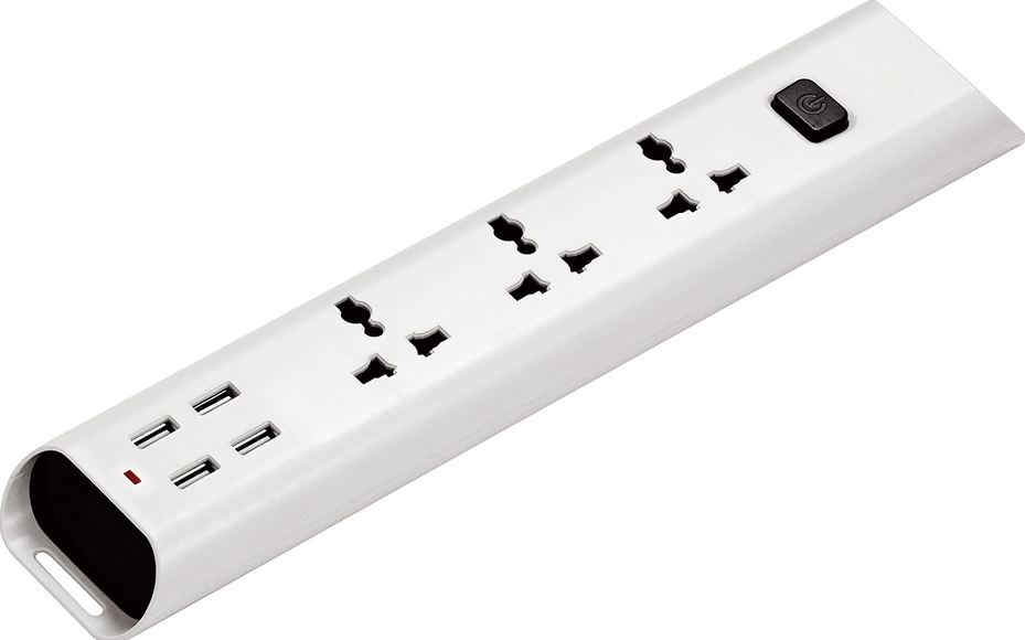 Extension socket with safety button control