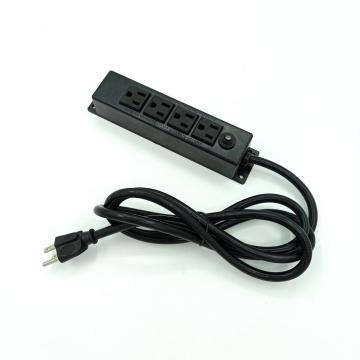 4 Sockets Black Surface Power Outlet