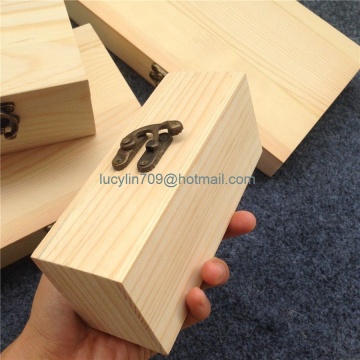 Wood Small Wooden Box With Lid and Lock Jewerally Storage Box Gift Box