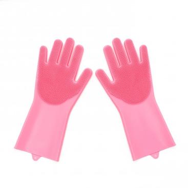 Silicone washing gloves with scrubber