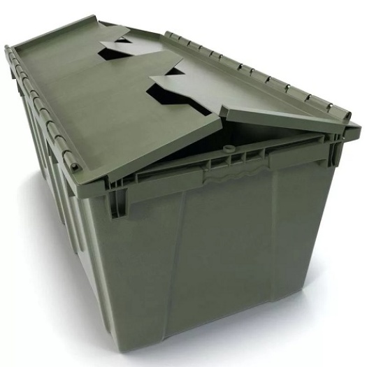 Hinged Lid Moving Turnover Box Reusable Plastic Crate