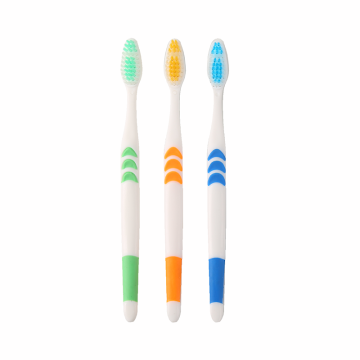 Three Colors Rubber Handle Adult Toothbrush