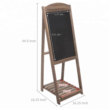 Rustic Wood A-Frame Easel Chalkboard Erasable Memo Board  with Shelf