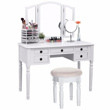 Bedroom Furniture Mirrored Dresser Stool Set