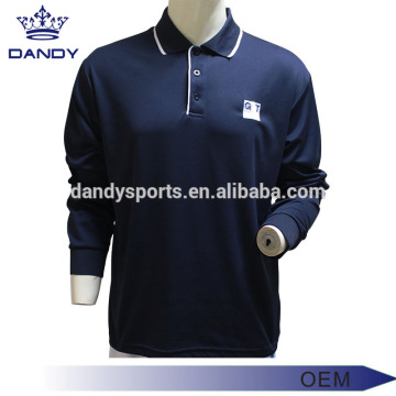 Rib-Kintted Collar Navy Blue Polo Shirt