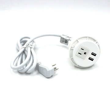 White Single Socket 2 USB Ports